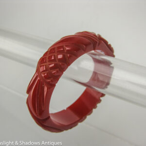 Stunning Red Carved Vintage Bakelite Bracelet - Tested