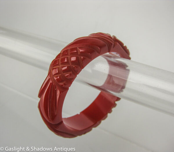 Stunning Red Carved Vintage Bakelite Bracelet - Tested