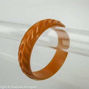 Carved Orange Bakelite Beautiful Vintage Bangle Bracelet