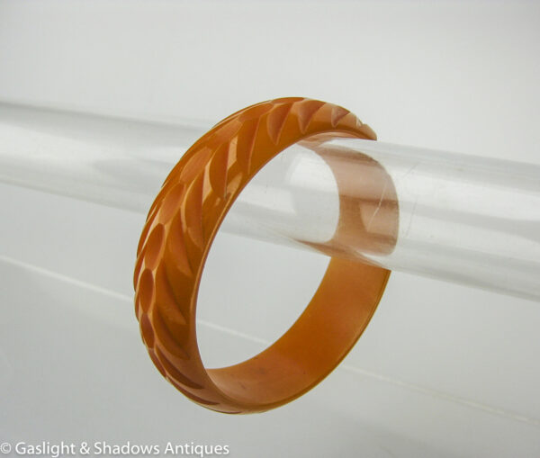 Carved Orange Bakelite Beautiful Vintage Bangle Bracelet