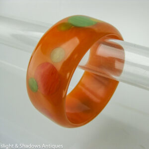 Orange Polka Dot Bakelite Confetti Bracelet Bangle Dombek
